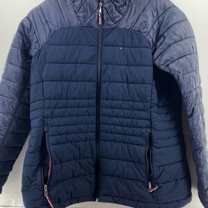 Tommy Hilfiger Men's Hooded Packable Puffer Coat Navy Blue XL See NOTES